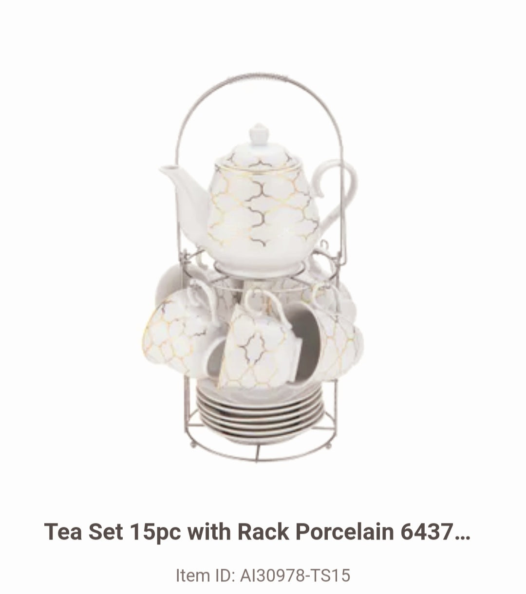 Tea Set 15pc with Rack Porcelain 643700309785
AI30978-TS15