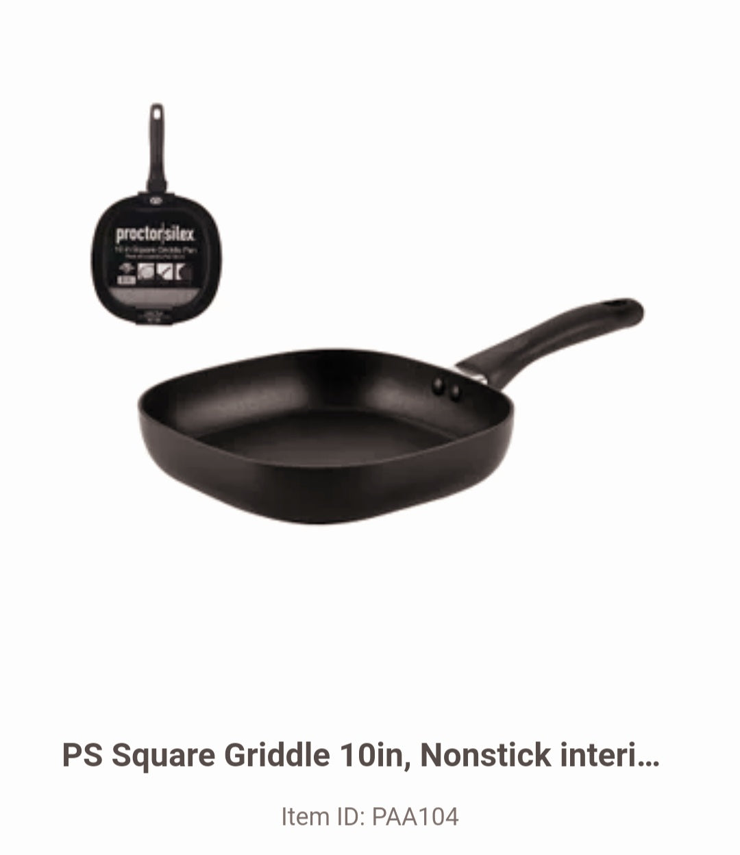 PS Square Griddle 10in, Nonstick interior, Bakelite handle, 643700225481
PAA104