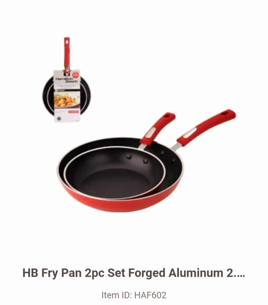 HB Fry Pan 2pc Set Forged Aluminum 2.5mm Black Nonstick Coat 643700228635
HAF602