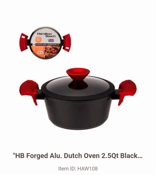 "HB Forged Alu. Dutch Oven 2.5Qt Black Nonstick Coating, Red 643700310514
HAW108