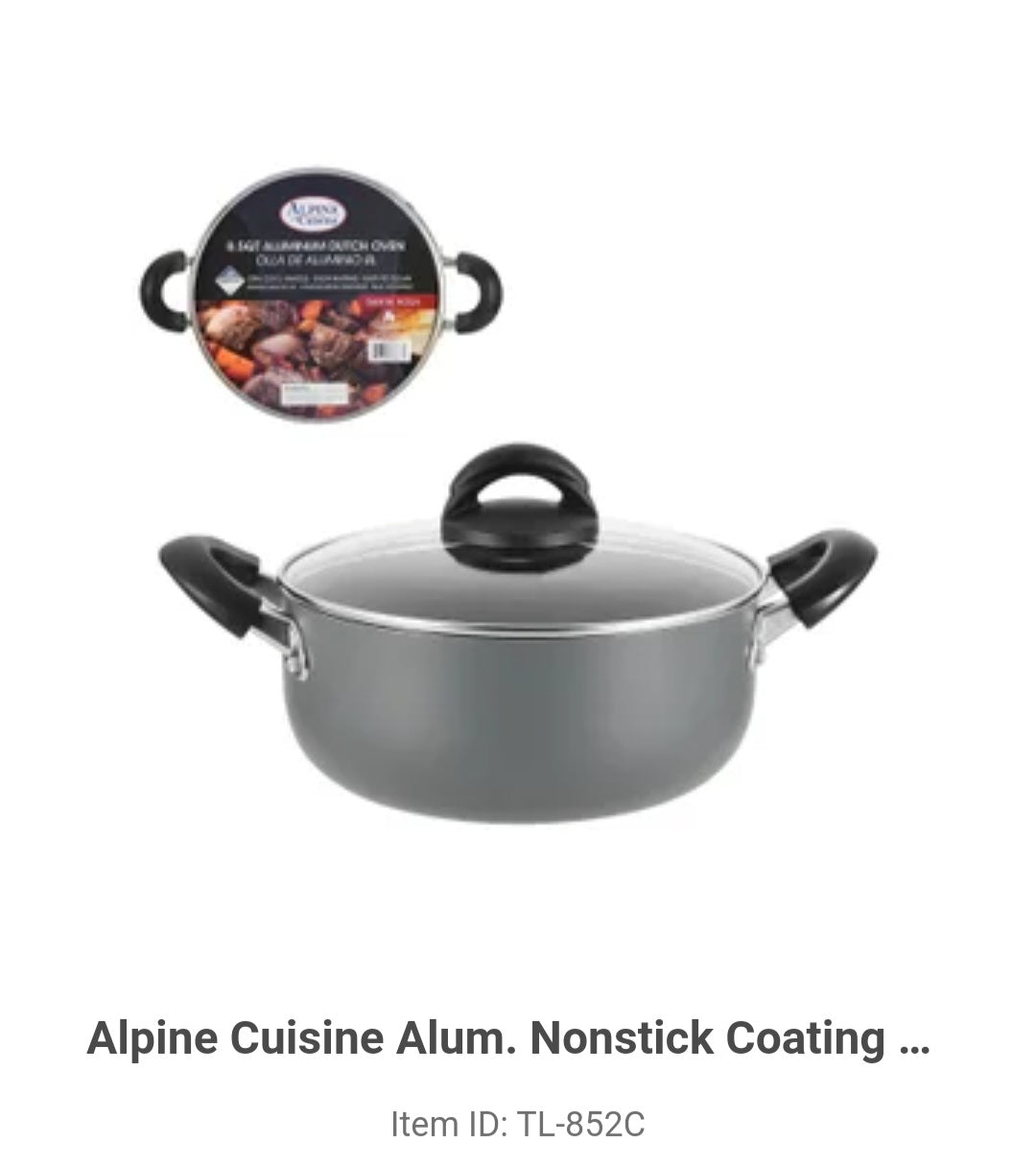 Alpine Cuisine Alum. Nonstick Coating Dutch Oven Gray 8.5qrt 643700388773
TL-852C